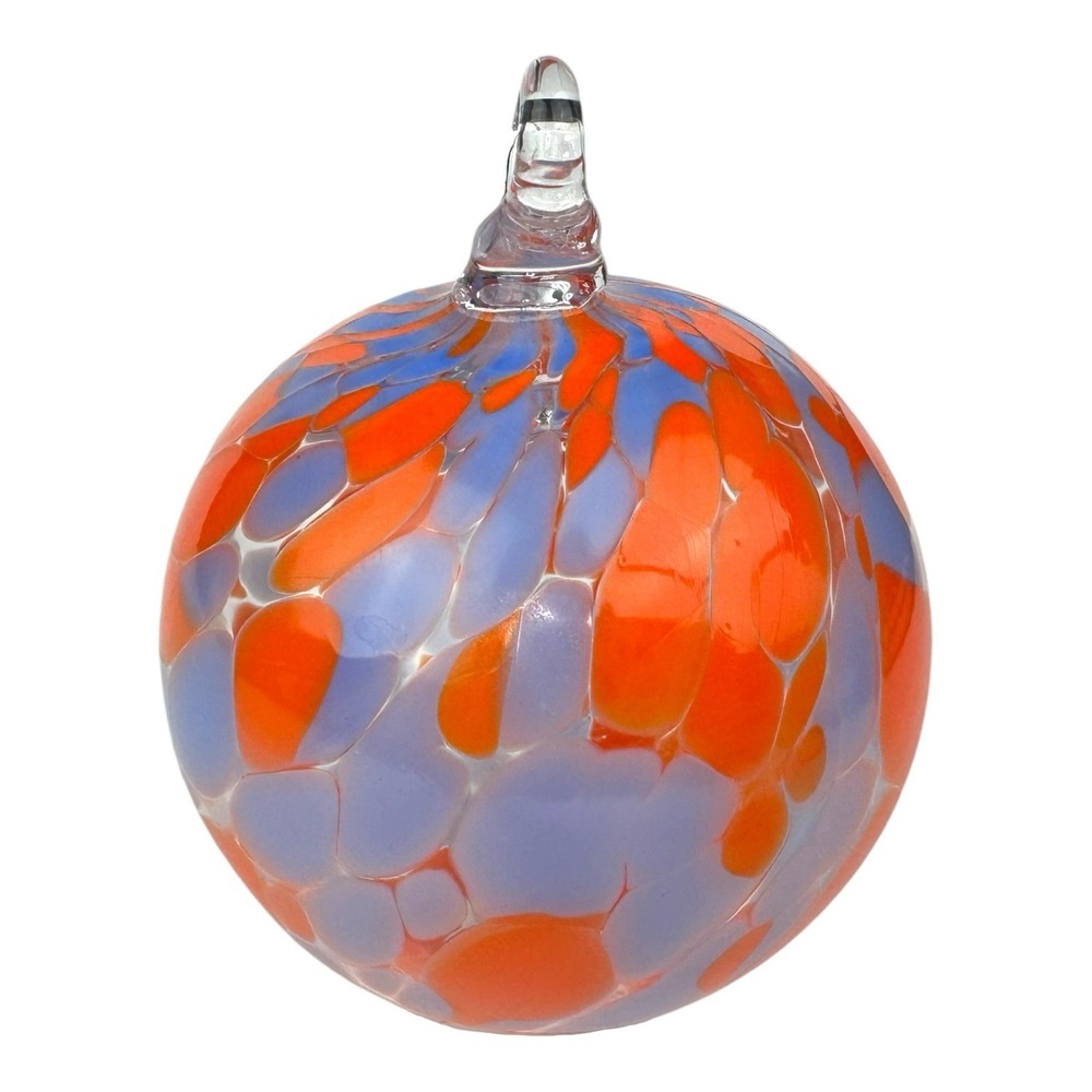 Hand Blown Glass Friendship Ball Ornament Christmas  3.3 In Purple / Orange - Picture 3 of 7